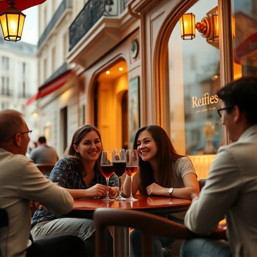 Affiche de la série 'La Vie Devant Elles' représentant un groupe d'amis célébrant dans un café parisien.