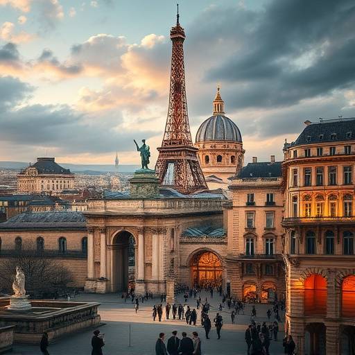 Affiche du documentaire 'Paris au Fil des Siècles' montrant une superposition d'images de Paris à différentes époques, de l'époque romaine à nos jours.